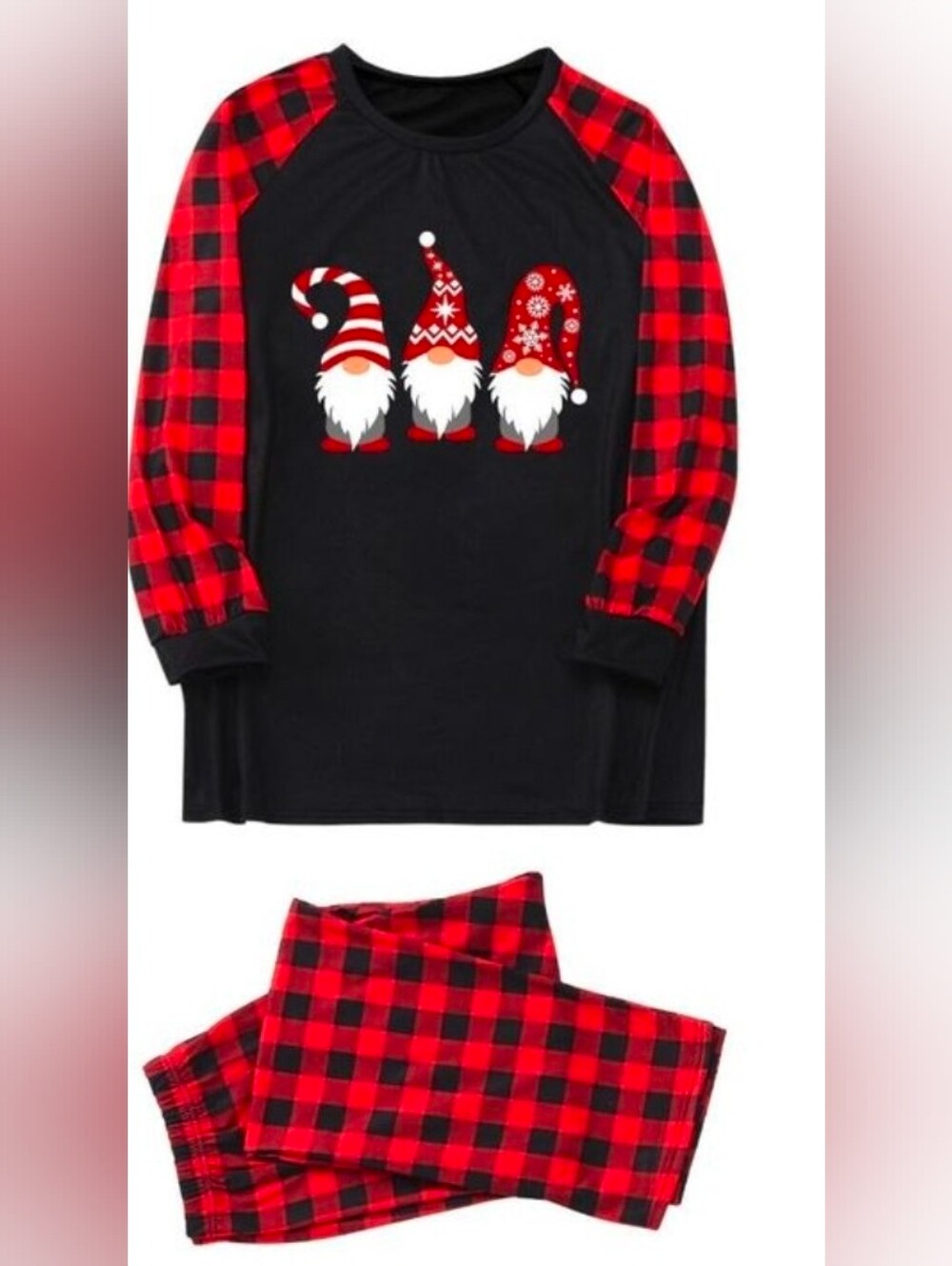 Men's Christmas Gnome Buffalo Plaid Pajama Set Size Large New